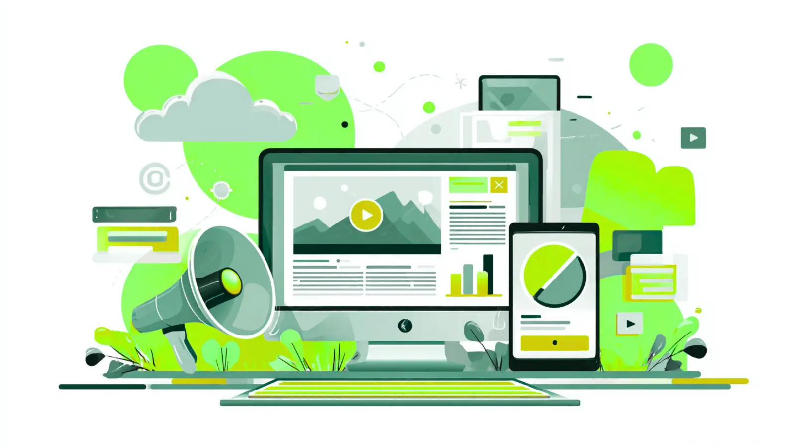 Bezahlte digitale Werbung auf Desktop und mobilen Geräten als Symbol für Paid Media
